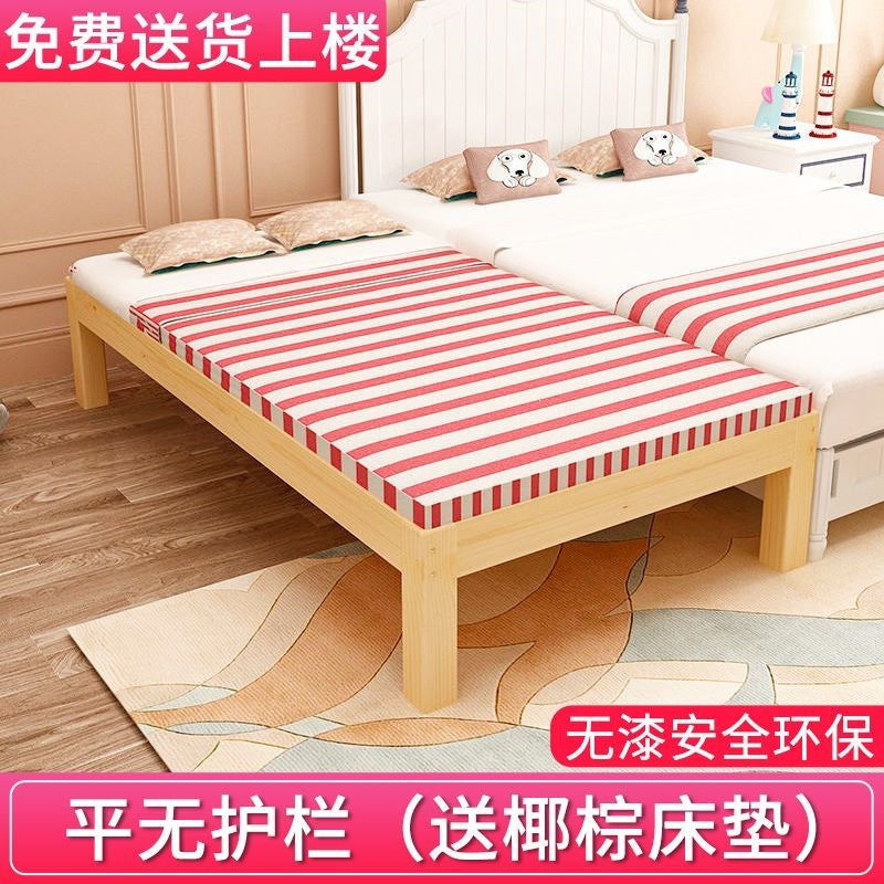 Solid wood baby crib bed with wide guardrail, single bed for boys and girls, side bed, children's splicing large bed