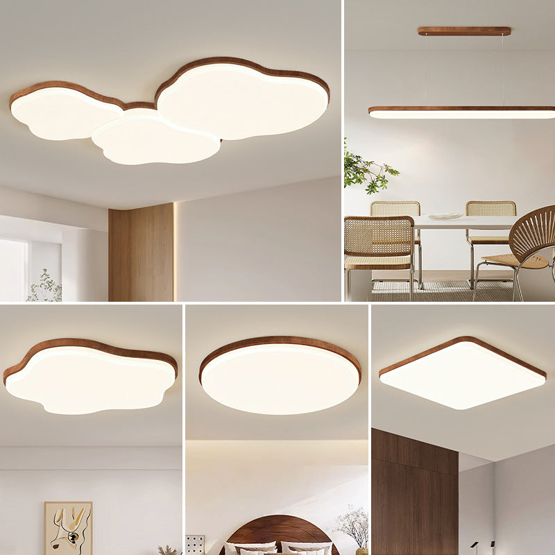 Living room ceiling light log wind hall light wood grain eye protection ultra-thin medieval bedroom light whole house lighting combination package