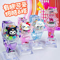 Kids' gift girls' electronic watch - stellalou, kuromi, hello kitty glitter luminous music flip cover rotating watch