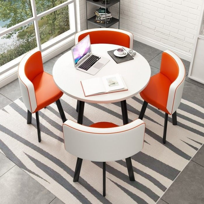 Collapsible dining table for home, small apartment, apartment, restaurant, shopfront negotiation table and chair set, reception round table