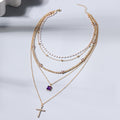 Sweater necklace wholesale european and american cross-border jewelry women's personalized exaggerated high-end diamond-studded cross sweater chain