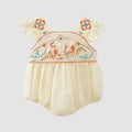 Newborn baby summer romper with flutter sleeves - stylish and trendy bodysuit for 100-day celebration and crawling