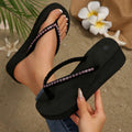 2025 new trendy & chic women's summer sandals: fashionable rhinestone-embellished flip-flops with thick soles, perfect for dressing up or lounging