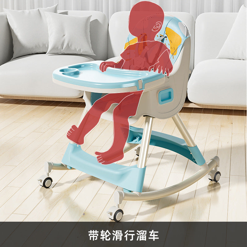 Baby high chair - foldable, portable, home use - infant learning seat for feeding - multifunctional dining chair for kids