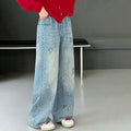 Girl hot diamond heartjeansstraight-legspring & fall style new arrivalfashionable spring clothing for middle-aged and large children loose pants