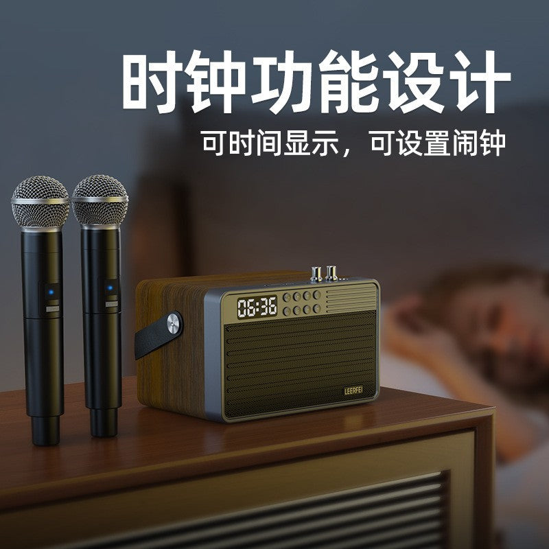 E-4113 wireless bluetooth speaker - all-in-one home karaoke machine with built-in microphone for singing, outdoor use, and trendy karaoke fun
