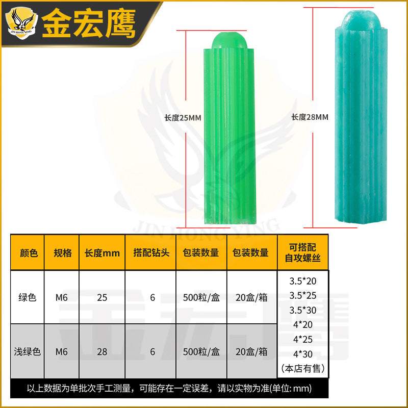 Plastic expansion tube green blue brand new material one-piece expansion tube wall plug gecko boxed rubber plug colloidal granules wholesale in bulk