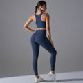 All-in-one high-strength shockproof yoga vest suit nude antibacterial inner elastic sports fitness two-piece set for women