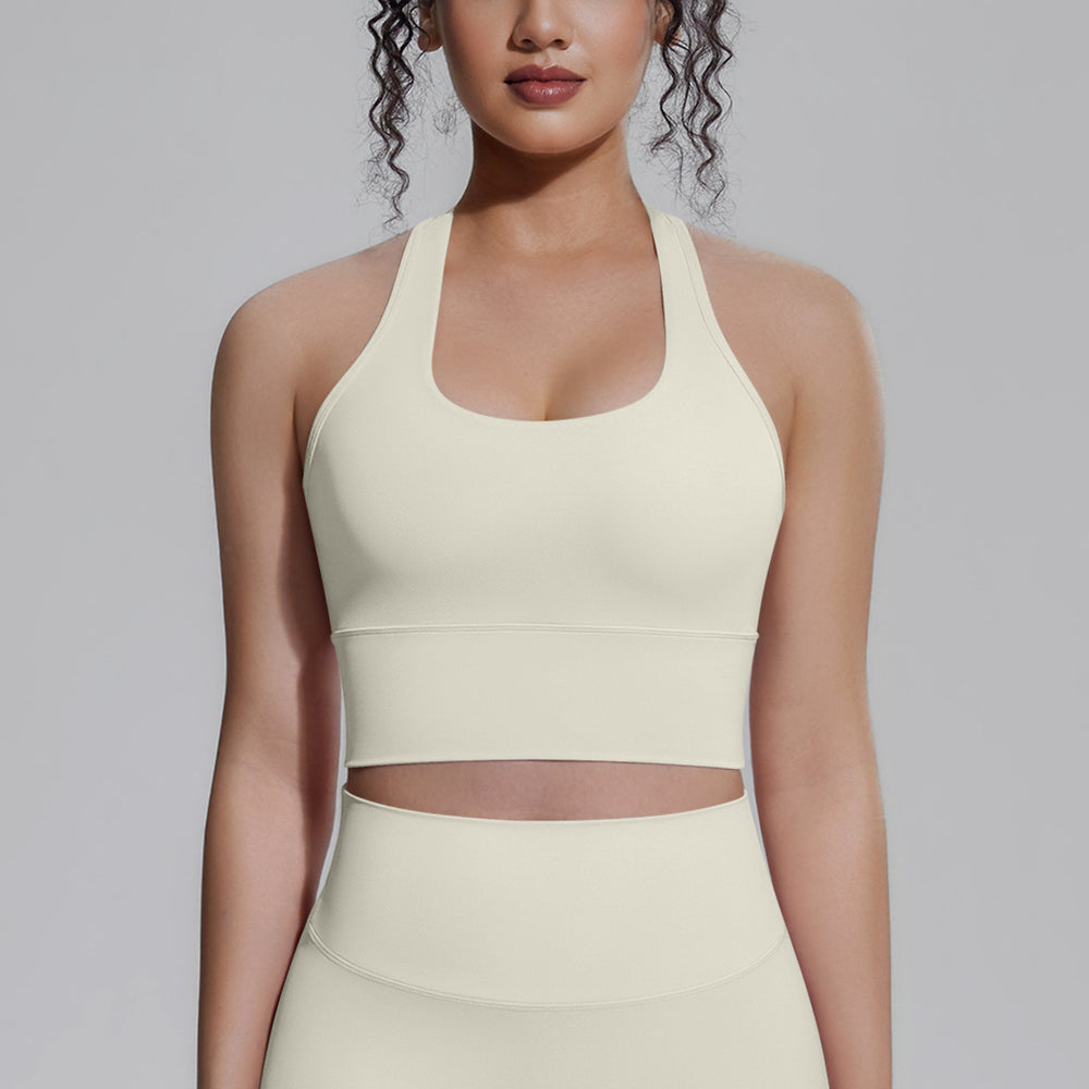 Naked-feel compression sports bra yoga top - quick-dry racerback workout tank with padded yoga bra