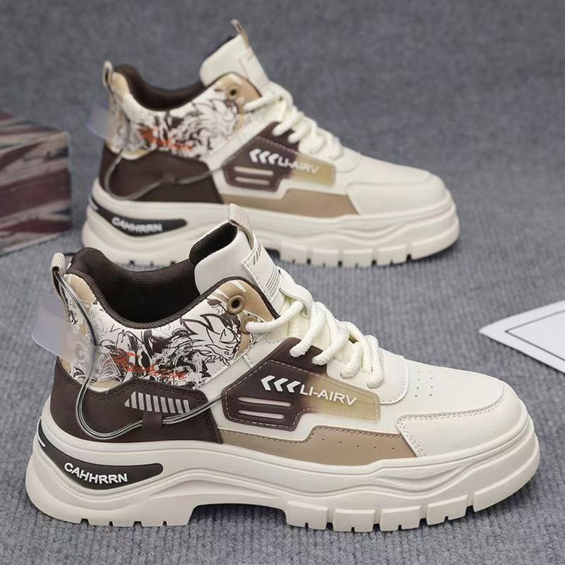 Boots men's spring 2025new arrival high-top sneakers breathable casualeasiest for matchmentrendy flat thick-soled trendy shoes