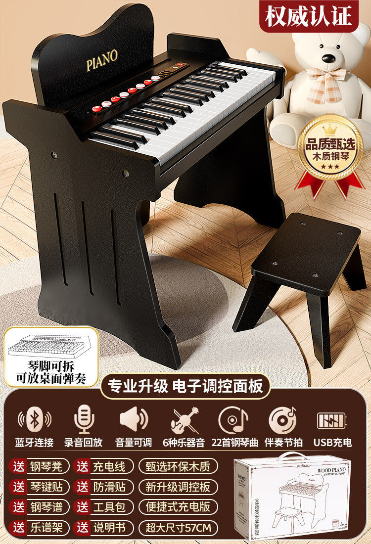 Wooden mini piano - kids' toy, beginner electronic keyboard, small educational instrument for boys and girls, baby and infant birthday gift