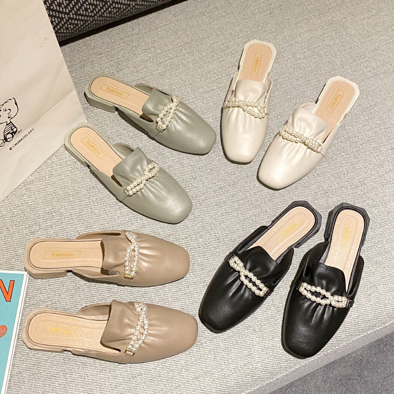 2025k-stylefashion half slippers for women summeroutwear baotoupopular lazy flatseasiest for match slip-on women's slippers summer