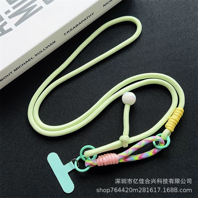 New arrival adjustable hanging neck long braided rope multi-functional wrist patchwork rope k-styletrendy color ball outdoor anti-lost
