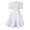 D3178 cross-border fashion  round neck elegant puff sleeve waist large swing dress a-line foreign trade dress