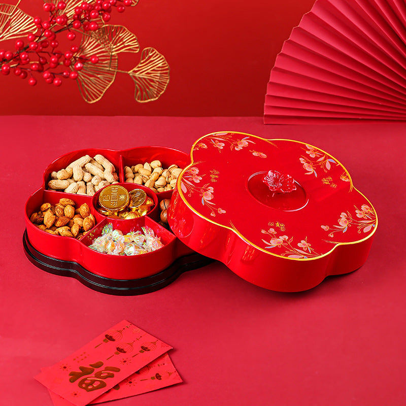 Chinese lace candy box Chinese New Year dried fruit box fruit plate snack storage box New Year's grid nut box wholesale