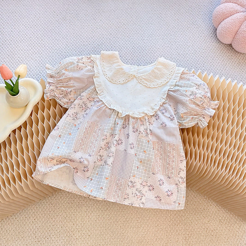 New summer girls' blouse: stylish and chic short-sleeve top for baby girls - european-inspired doll shirt