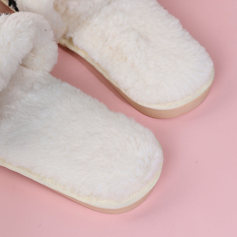 2024 new arrival slippers wholesale winter rabbit fur cotton slippers floor cotton home indoor heattech parent-child confinement slippers