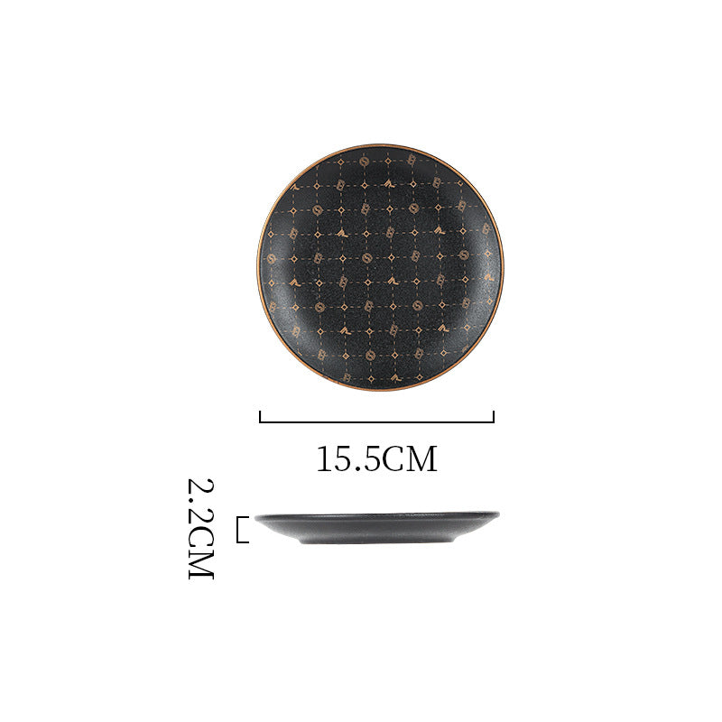 Creative black matte steak plate western dinner plate home nordic high-end dinner plate flat plate with rim restaurant hotel
