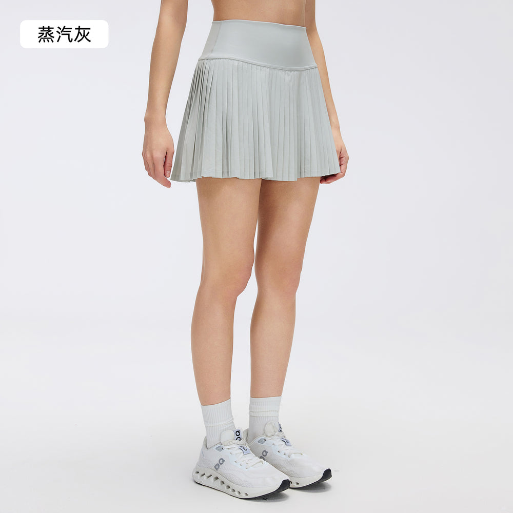 Luxtre new water-cooled cooling stretch fashion pleated skirt with double-layer anti-exposure three-quarter length sports skort dk383