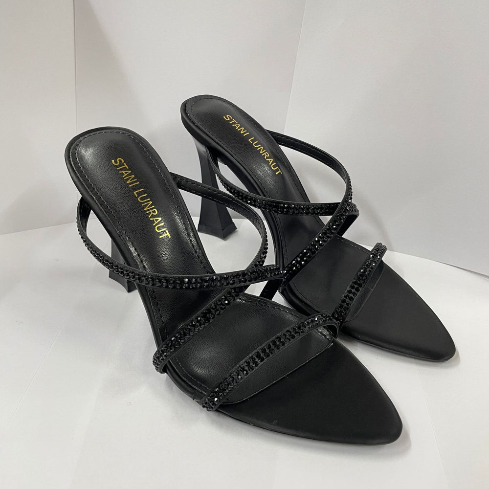 Yangshulin black royal sister high heels women's cross strap rhinestone sexy beautiful sandals with skirt one strap sandals