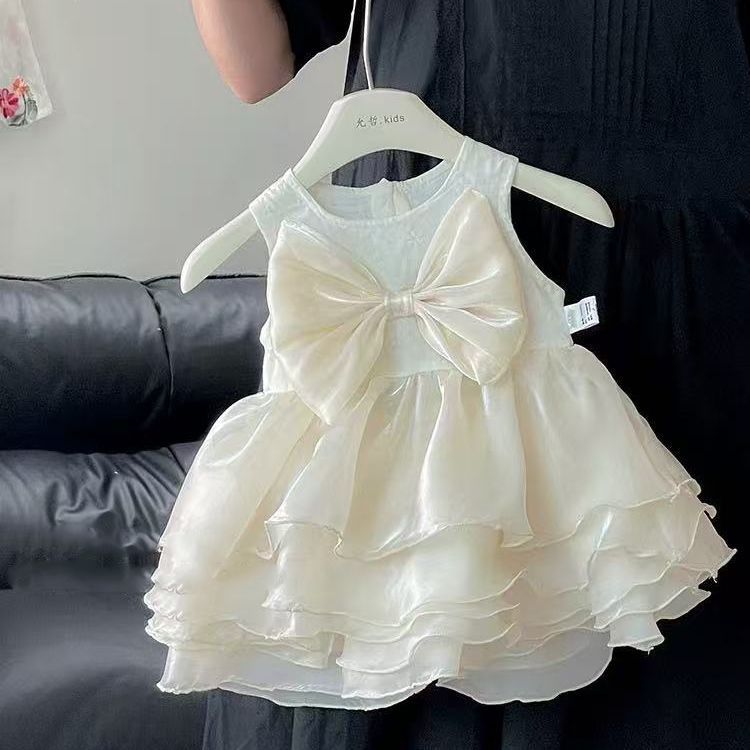 Summer korean style fashionable 100-day celebration princess romper outfit, baby spring clothes, chic mesh bodysuit dress for baby girls