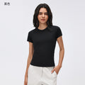 Summer crew neck short sleeve women's sweat-wicking breathable sports t-shirt slim fit running fitness yoga top d26037