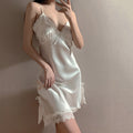 Sexy women's summer ice silk thin satin chiffon slip dress lace hot temptation lingerie wholesale