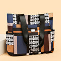 2024 new large capacity shoulder bag fashion korean style handbag color block plaid tote bag women's bag mom bag