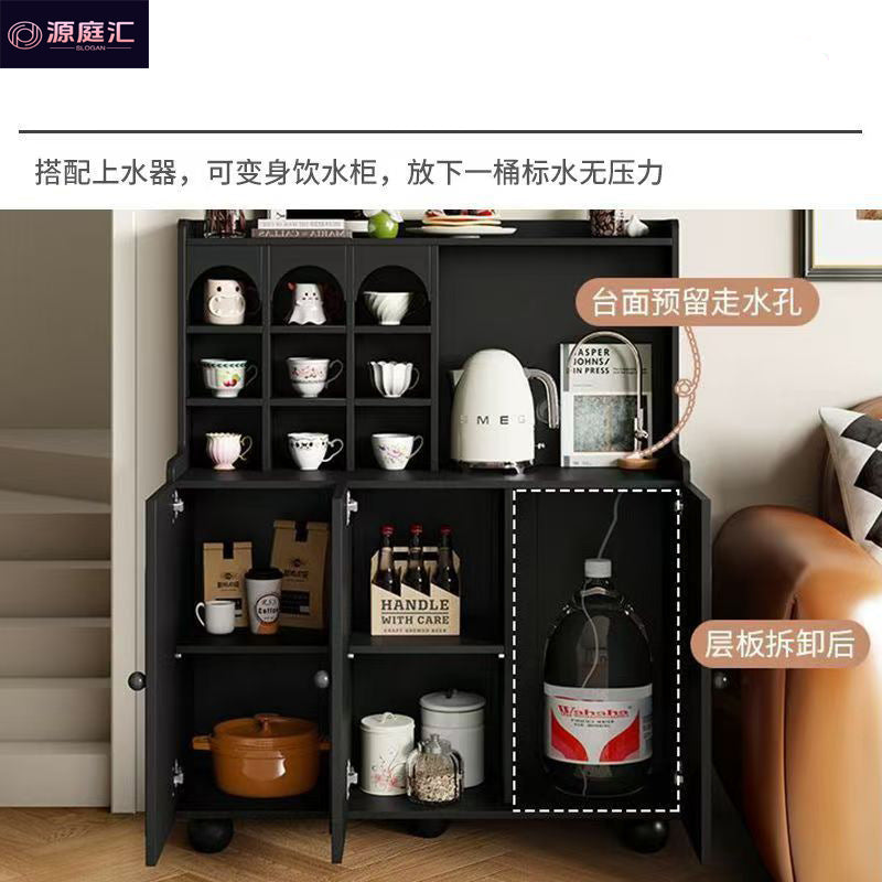 Solid wood sideboard small apartment for home coffee machine cabinet high cabinet all-in-one storage cabinet wall-mounted living room ultra-narrow tea cabinet