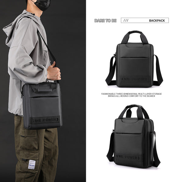 WEPOWER New Men's Large Capacity Shoulder Bag Vertical Crossbody Bag Flat File Business Portable Shoulder Bag