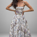 cross-border e-commerce women's fashion: european and american summer new arrivals - french style floral print square neck slip dress