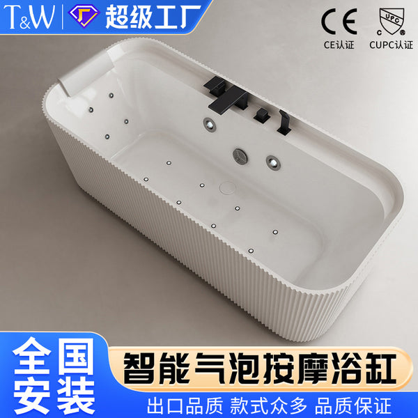 Travel freestanding acrylic bathtub massage home intelligent constant temperature heating surf bubble spa bath