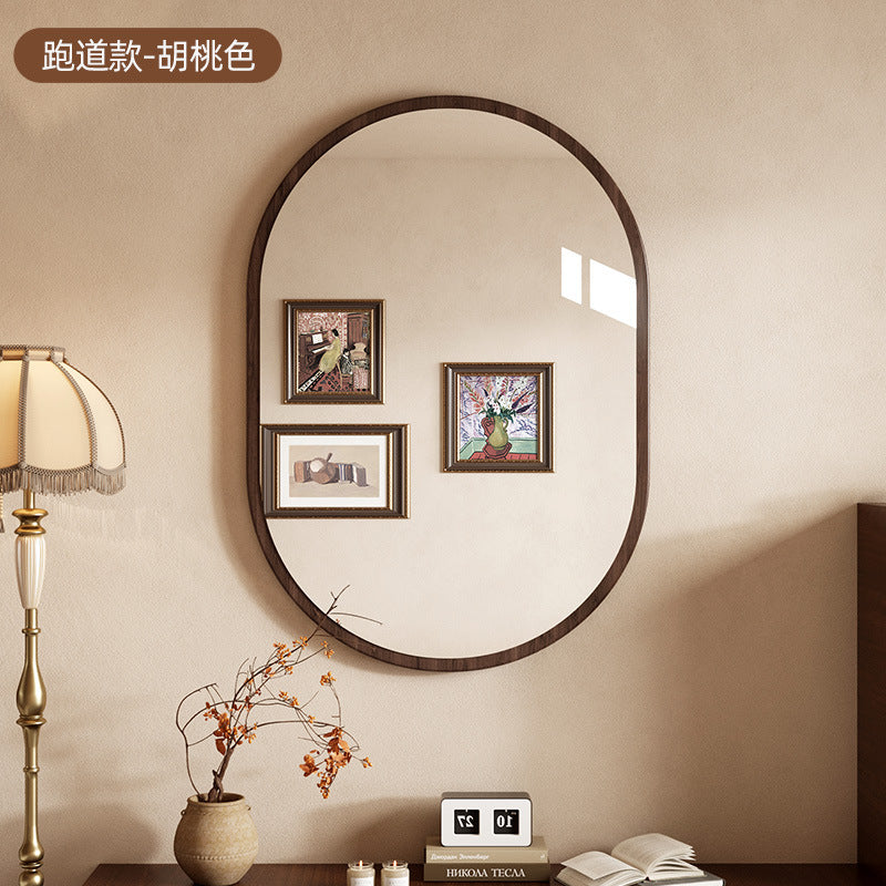Retro bathroom mirror wall self-adhesive toilet washstand medieval makeup mirror non-punching half-body mirror wall-mounted