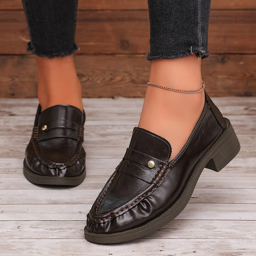 plus sizenew arrivalsense of design slip-on loafers women's retro british style pleated slip-on flats wholesale