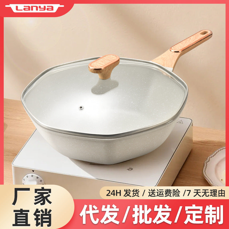 【】medical stone octagonal pot non-stick pan oil-free pan neutral cooking pot non-stick pan