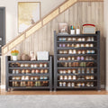 For home layered partition shoe cabinet steel door floor-standing multi-layer dust-proof shoe rack large capacity storage flip-door shoe cabinet