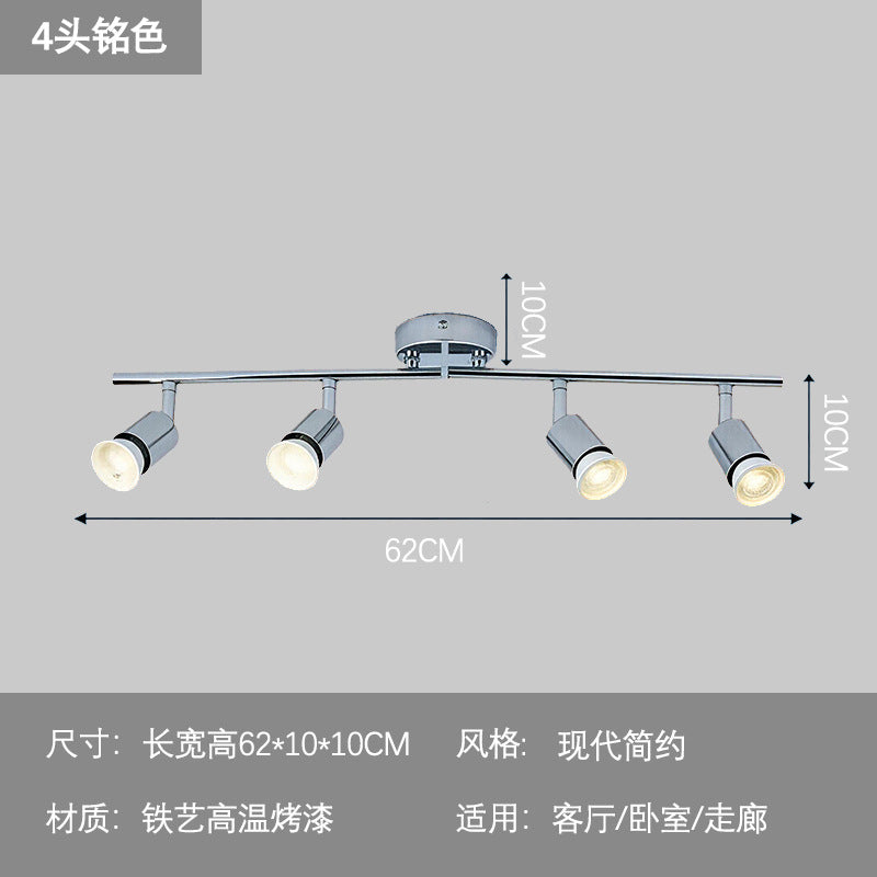 Modern minimalist chrome surface-mounted track lighting fixture for living room, bedroom, hallway, iron ceiling, shop, commercial background wall