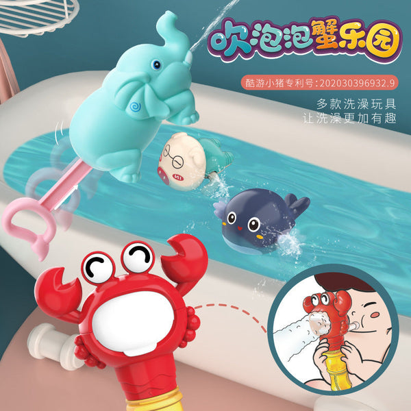 Cross-border Russian export children's bathroom bath beach water toy crab bubble machine mouth bubble blowing machine