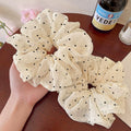 French polka dot large intestine hair tie for women, ball head tie, high elasticity, no damage to hair, rubber band elegant hair rope headwear