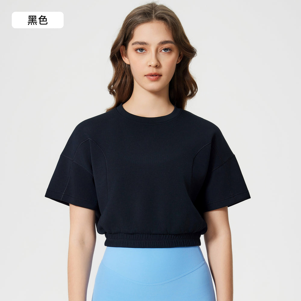 Women's summer casual activewear set: cloud-like air layer, loose fit, slimming, solid color, fashionable fitness yoga two-piece outfit