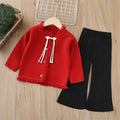 Girls' knitted sweater two-piece set -  autumn/winter new arrival - chinese style hanfu outfit with pants for baby girls