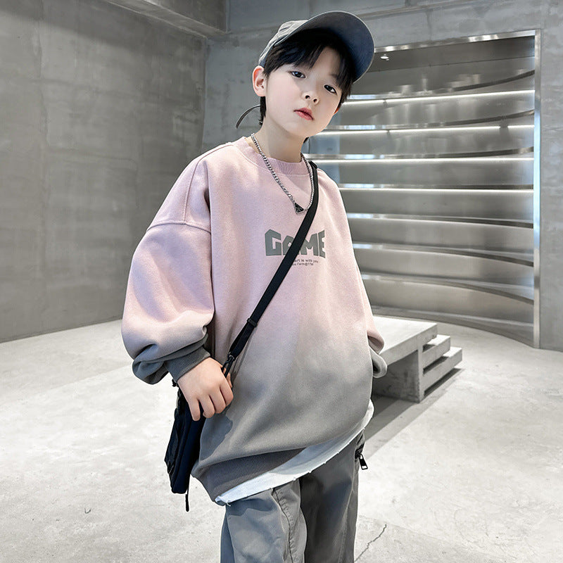 Boys' fall fashion streetwear sweatshirt - new  autumn collection - big kids' long-sleeve top - korean style, cool & trendy