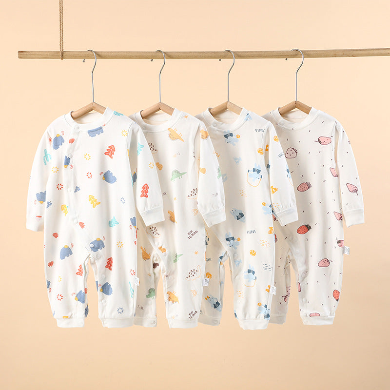 Wholesale baby rompers - spring/autumn pure cotton newborn long sleeve crawling suit 0-2 years old sleepwear baby onesie autumn outfit