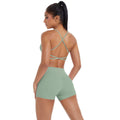 New outdoor casual cloud-like athletic yoga set - quick-dry, compression, criss-cross back, butt-lifting shorts workout outfit