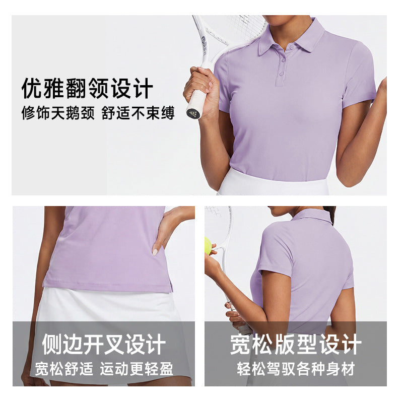 Quick-drying polo tennis shirt, tailored fit, short-sleeve athletic tee, summer golf top, quick-dry polo shirt