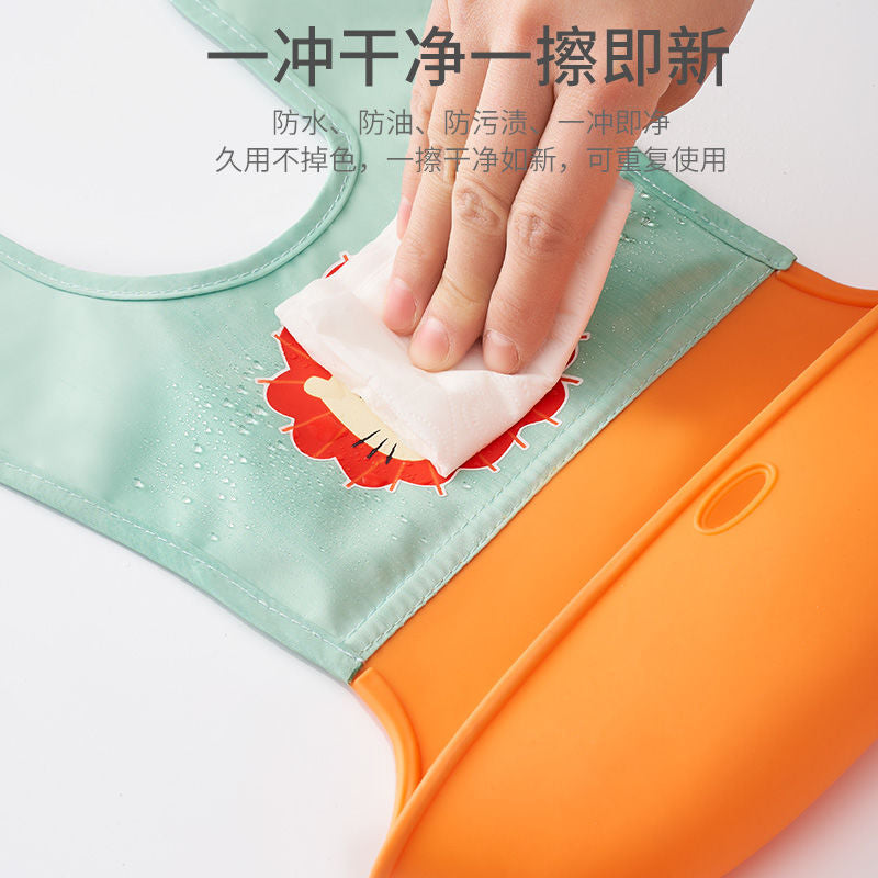 Baby eating bib type a rice bib 0-6 years old kids products waterproof anti-dirty cover baby food supplement silicone bib