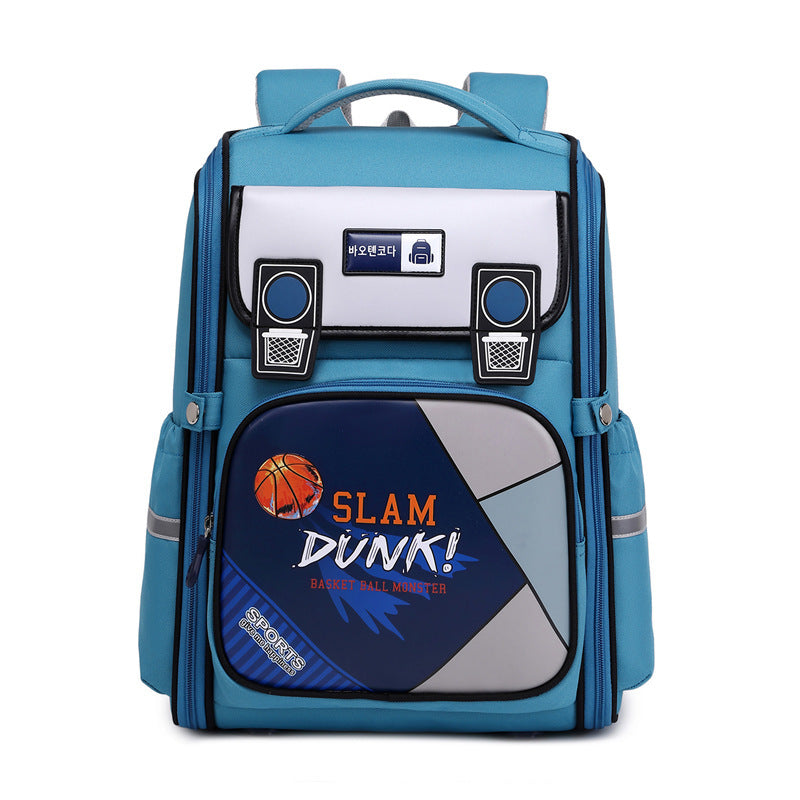 New cartoon primary school schoolbag integrated large-capacity boys and girls spine protection backpack light