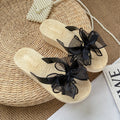 Summer new fashion bowknot platform flip-flops women's mid-heel non-slip sandals beach vacation travel shoes
