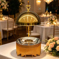 Gold stainless steel buffet warmer - openwork lid buffet stove - hotel restaurant heating and insulation furnace