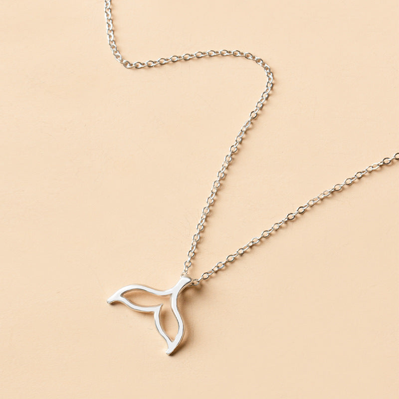 Wholesale mermaid necklace - european & american cross-border alloy jewelry - versatile dolphin tail pendant - niche, affordable luxury women's necklace